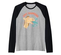 Divertente Cammello Meme Sputare Umorismo Eccentrico Desert Animal Squad Maglia con Maniche Raglan