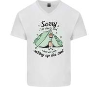 Divertente Campeggio Tenda Sorry per What I Said Uomo Scollo A V Cotone T-Shirt
