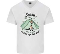 Divertente Campeggio Tenda Sorry per What I Said Uomo Scollo A V Cotone T-Shirt