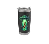 Divertente Cane Alien Abduction UFO Disco Volante Bicchiere termico in acciaio inox doppia parete