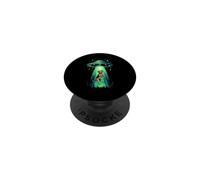Divertente Cane Alien Abduction UFO Disco Volante PopSockets PopGrip Adesivo