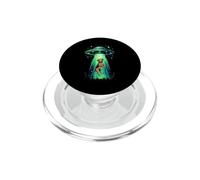 Divertente Cane Alien Abduction UFO Disco Volante PopSockets PopGrip per MagSafe