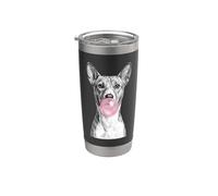 Divertente cane Basenji che soffia rosa Bubblegum Bubble Bicchiere termico in acciaio inox doppia parete