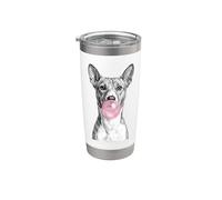 Divertente cane Basenji che soffia rosa Bubblegum Bubble Bicchiere termico in acciaio inox doppia parete