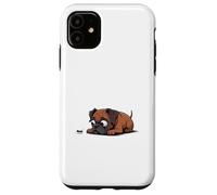 Divertente cane boxer curioso che guarda una piccola formica Custodia per iPhone 11
