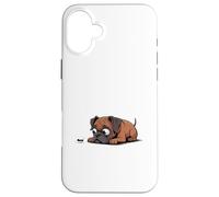 Divertente cane boxer curioso che guarda una piccola formica Custodia per iPhone 16 Plus