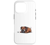 Divertente cane boxer curioso che guarda una piccola formica Custodia per iPhone 16 Pro