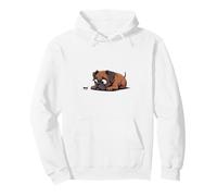 Divertente Cane Boxer Curioso Che Guarda Una Piccola Formica Felpa con Cappuccio