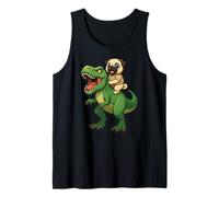 Divertente cane carlino dinosauro Trex Zoo custode mamma papà bambini Canotta