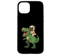 Divertente cane carlino dinosauro Trex Zoo custode mamma papà bambini Custodia per iPhone 15 Plus