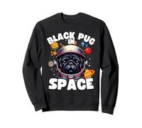 Divertente cane carlino nero "Black Pug In Space" Black Pug Lover Felpa