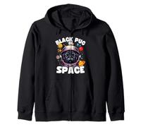Divertente cane carlino nero "Black Pug In Space" Black Pug Lover Felpa con Cappuccio