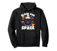 Divertente cane carlino nero "Black Pug In Space" Black Pug Lover Felpa con Cappuccio
