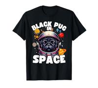 Divertente cane carlino nero "Black Pug In Space" Black Pug Lover Maglietta