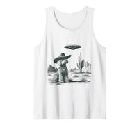 Divertente Cane da Cowboy UFO Alien Desert Western Scena Grafica Canotta