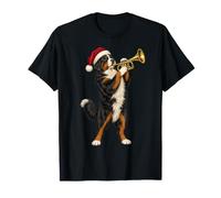 Divertente Cane da Montagna Bernese di Natale Tromba Maglietta