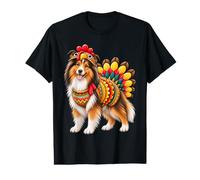 Divertente Cane da Pastore delle Shetland Turchia Costume del Ringraziamento Cane Maglietta con Stampa Grafica Economica