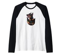 Divertente Cane Doberman in Tasca Pinscher Amante Maglia con Maniche Raglan