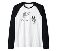 Divertente Cane Epagneul Breton Che corre con Lo Scheletro Maglia con Maniche Raglan