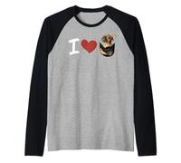 Divertente Cane Frenchie in Tasca I Love French Bulldog Lover Maglia con Maniche Raglan