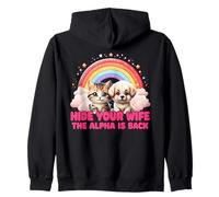 Divertente Cane Gatto Alfa Divertente Meme Cane Gatto Cat Felpa con Cappuccio