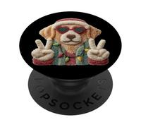 Divertente cane Golden Retriever simpatico animale segno di pace design PopSockets PopGrip Adesivo
