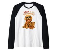 Divertente Cane Goldendoodle «La Pizza è Il Mio linguaggio d'Amore» Maglia con Maniche Raglan