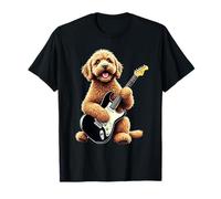 Divertente Cane Labradoodle Che Suona la Chitarra Design per Gli Amanti della Musica Maglietta