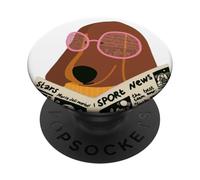 Divertente cane lettura giornale occhiali rosa PopSockets PopGrip Adesivo