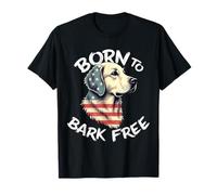 Divertente cane retriever vintage Golden Retriever bandiera americana Maglietta
