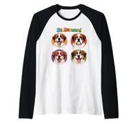 Divertente Cane San Bernardo Ritratto Mamma Cane Cane papà Maglia con Maniche Raglan