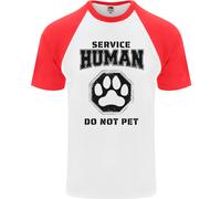 Divertente Cane Servizio Umano Non Animali Uomo S/S Baseball T-Shirt