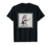 Divertente cane Shiba Inu che suona la chitarra elettrica musica rock grafica Maglietta