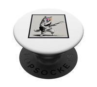 Divertente cane Shiba Inu che suona la chitarra elettrica musica rock grafica PopSockets PopGrip Adesivo