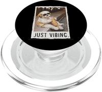 Divertente cane Shih Tzu che beve caffè freddo "Just Vibing" Meme PopSockets PopGrip per MagSafe
