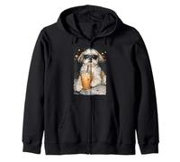 Divertente Cane Shih Tzu Che beve caffè Freddo Meme Divertente Felpa con Cappuccio