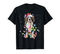 Divertente Cane Springer Spaniel Inglese luci Albero di Natale Maglietta