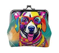 Divertente cane stampato microfibra PU portafoglio in pelle bacio blocco mini sacchetto per rossetto chiave cambiamento organizzazione
