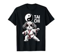 Divertente Cane Tai Chi Arti Marziali Yin Yang Cool Puppy Pose Maglietta
