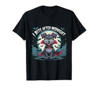 Divertente cane vampiro mordo dopo mezzanotte Halloween Maglietta