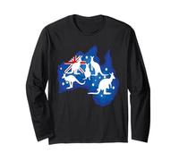 Divertente canguro australian animali bandiera kangaroo Maglia a Manica