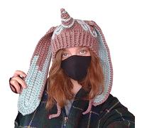 Divertente cappello all'uncinetto invernale casual Bucket Cap Y2K-Girl Hot Girls Picture Prop lavorato a maglia corno del diavolo per l'inverno unico corno del diavolo copricapo