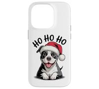 Divertente cappello da Babbo Natale con pitbull cane Ho Ho Ho Natale Pit Bull Custodia per iPhone 14 Pro