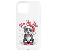 Divertente cappello da Babbo Natale con pitbull e cane Custodia per iPhone 15