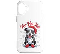 Divertente cappello da Babbo Natale con pitbull e cane Custodia per iPhone 16 Plus
