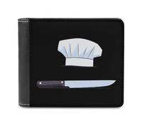 Divertente cappello da chef coltello strumento da uomo portafoglio bifold sottile porta carte di credito borsa in pelle, Stile:, Taglia unica