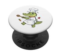 Divertente cappello da cuoco con coccodrillo PopSockets PopGrip Adesivo