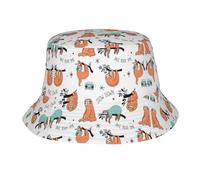 Divertente cappello da pescatore con bradipo stampato con musica per donne e uomini, cappelli da pesca alla moda per familiari o amici, nero