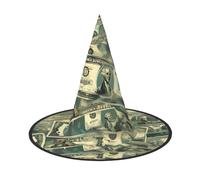 Divertente cappello da strega con stampa di dollari e soldi, cappello da strega, cappello da strega per Halloween, da donna, adulto, da uomo, costume da strega, accessorio per feste cosplay, 1 pezzo