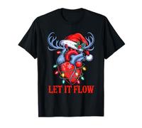 Divertente Cappello di Babbo Natale con Scritta in Inglese Let It Flow, Anatomia, Cuore Cardiaco Maglietta